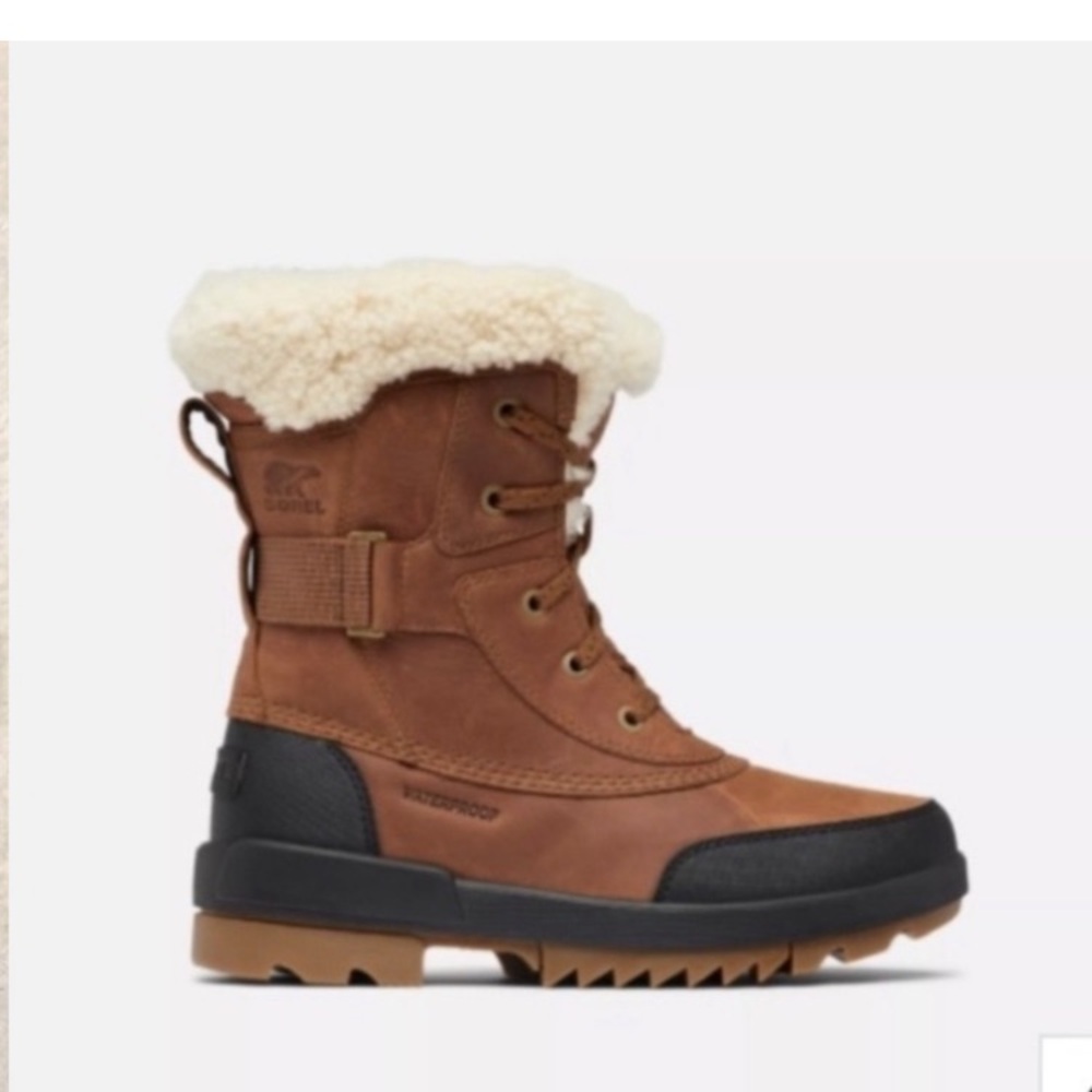Sorel Tivoli IV Parc Size 6.5 Waterproof Winter Boots Brown Cream Lace Up Ankle